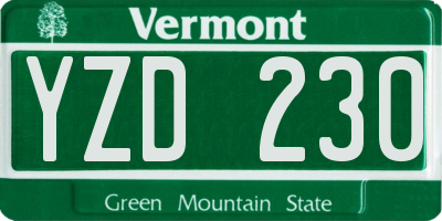 VT license plate YZD230