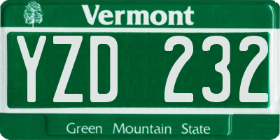 VT license plate YZD232