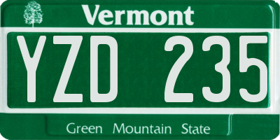 VT license plate YZD235
