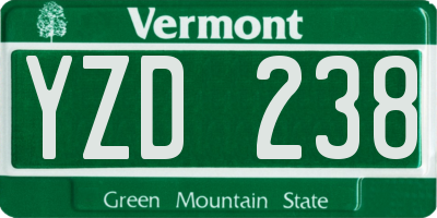 VT license plate YZD238