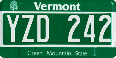 VT license plate YZD242