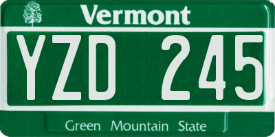 VT license plate YZD245