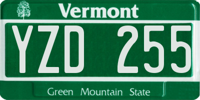 VT license plate YZD255