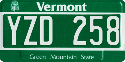 VT license plate YZD258