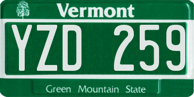 VT license plate YZD259