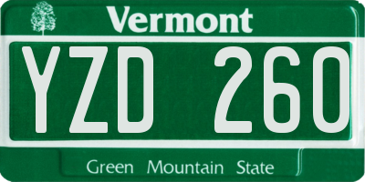 VT license plate YZD260