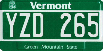 VT license plate YZD265