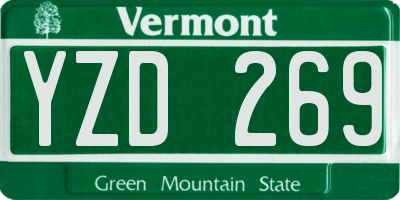 VT license plate YZD269