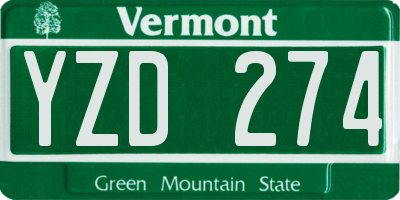 VT license plate YZD274