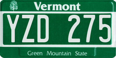 VT license plate YZD275