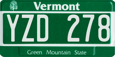 VT license plate YZD278