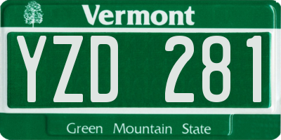 VT license plate YZD281
