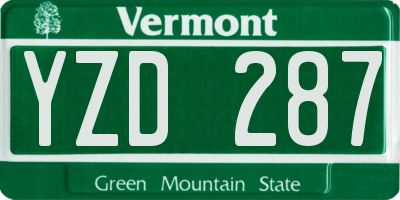 VT license plate YZD287