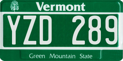 VT license plate YZD289