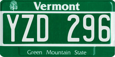 VT license plate YZD296