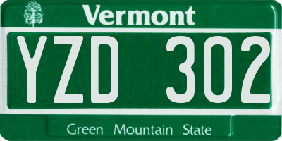 VT license plate YZD302