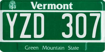 VT license plate YZD307