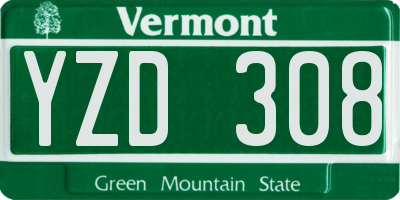 VT license plate YZD308