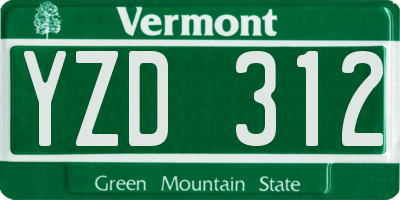 VT license plate YZD312