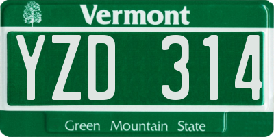 VT license plate YZD314