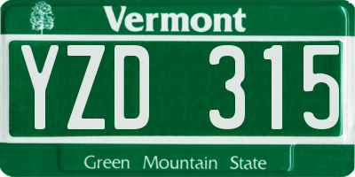VT license plate YZD315