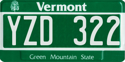 VT license plate YZD322