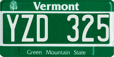 VT license plate YZD325