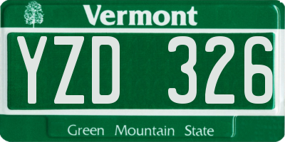VT license plate YZD326