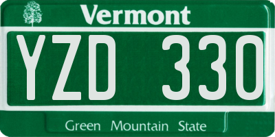 VT license plate YZD330