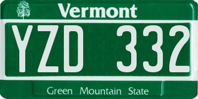 VT license plate YZD332