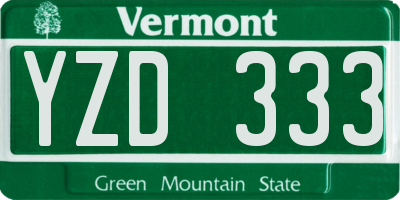 VT license plate YZD333