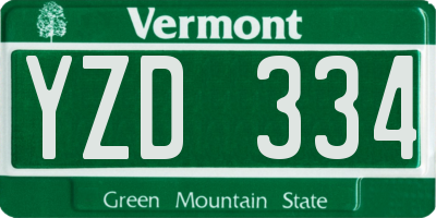 VT license plate YZD334