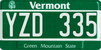 VT license plate YZD335
