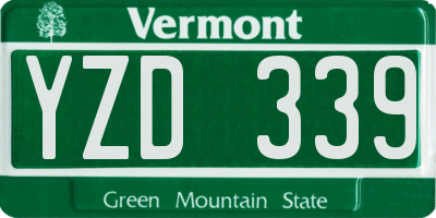 VT license plate YZD339