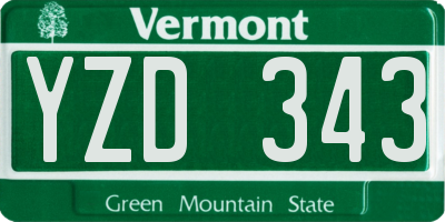 VT license plate YZD343