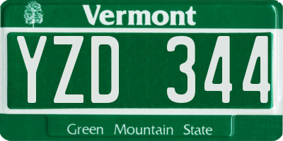VT license plate YZD344