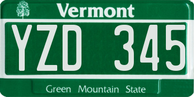 VT license plate YZD345