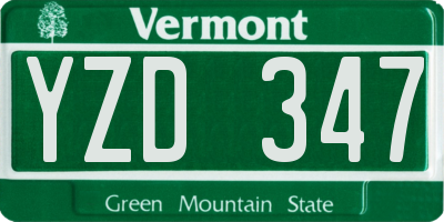 VT license plate YZD347