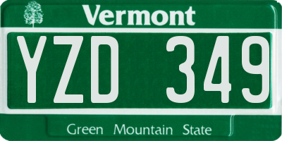 VT license plate YZD349
