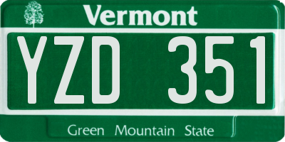 VT license plate YZD351