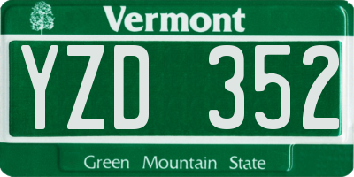VT license plate YZD352