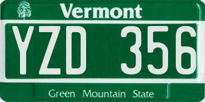 VT license plate YZD356