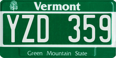 VT license plate YZD359