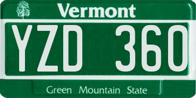 VT license plate YZD360