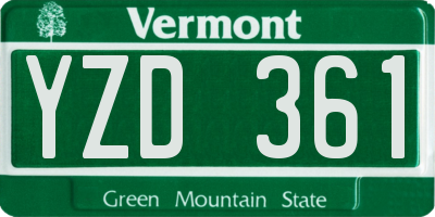 VT license plate YZD361