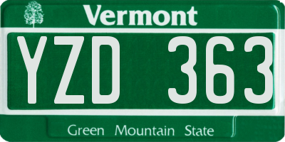 VT license plate YZD363