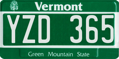 VT license plate YZD365