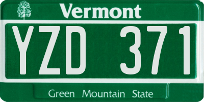 VT license plate YZD371
