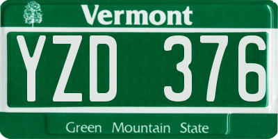 VT license plate YZD376
