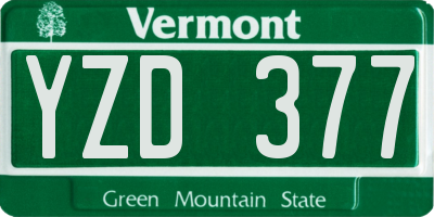 VT license plate YZD377